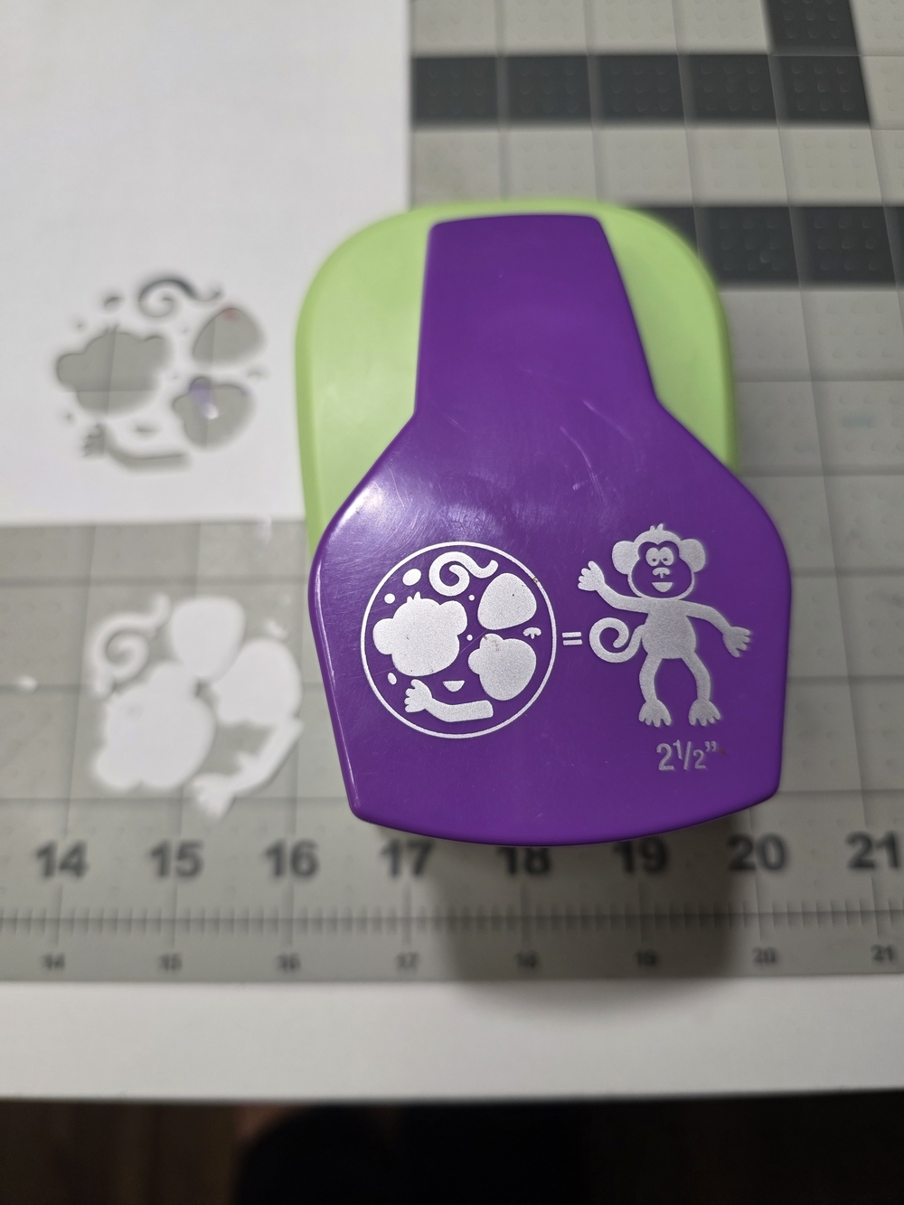 Purple and Green Monkey Shape Punch for Kids Crafts